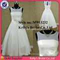 Real sample boat neckline A-line flowing chiffon beach wedding dress